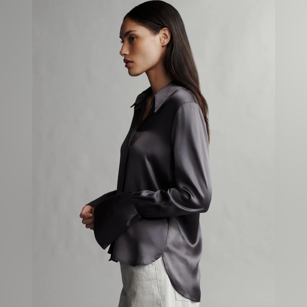 NWT $525 TWP Object of Affection Silk Blouse with Sleeve Detail - Plum - Picture 3 of 7